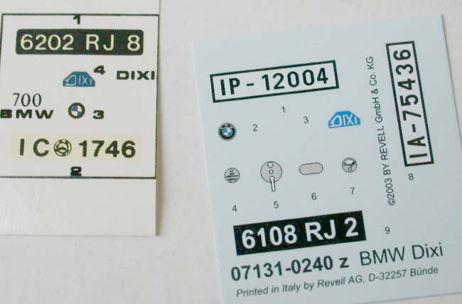 Karşılaştırmalı BMW 3/15 Dixi Kitleri / Revell 07131 & Heller 700 1/24